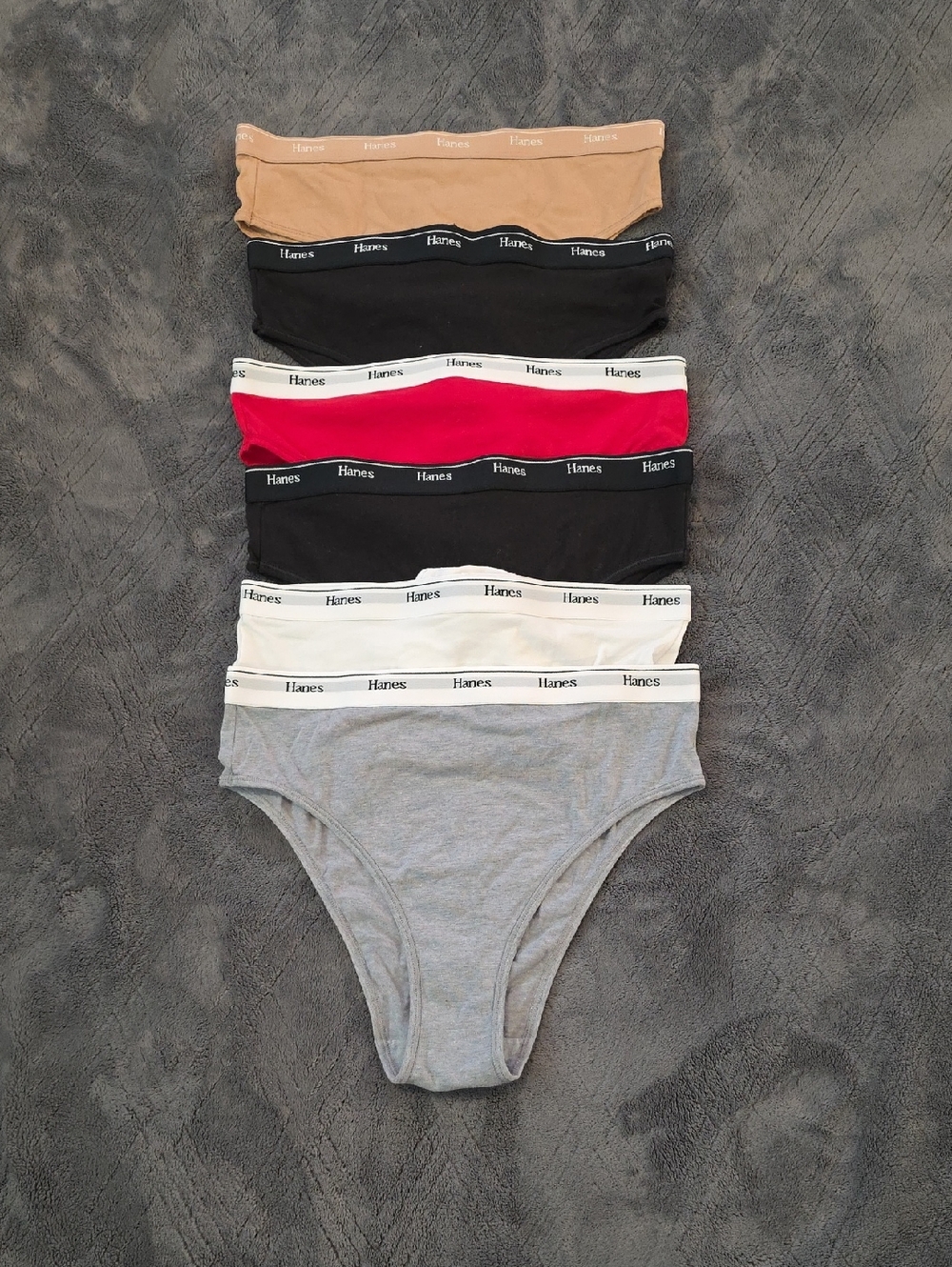 Hanes Womens 6-Pack Cotton Briefs in Beige, Black, Red, White, Gray